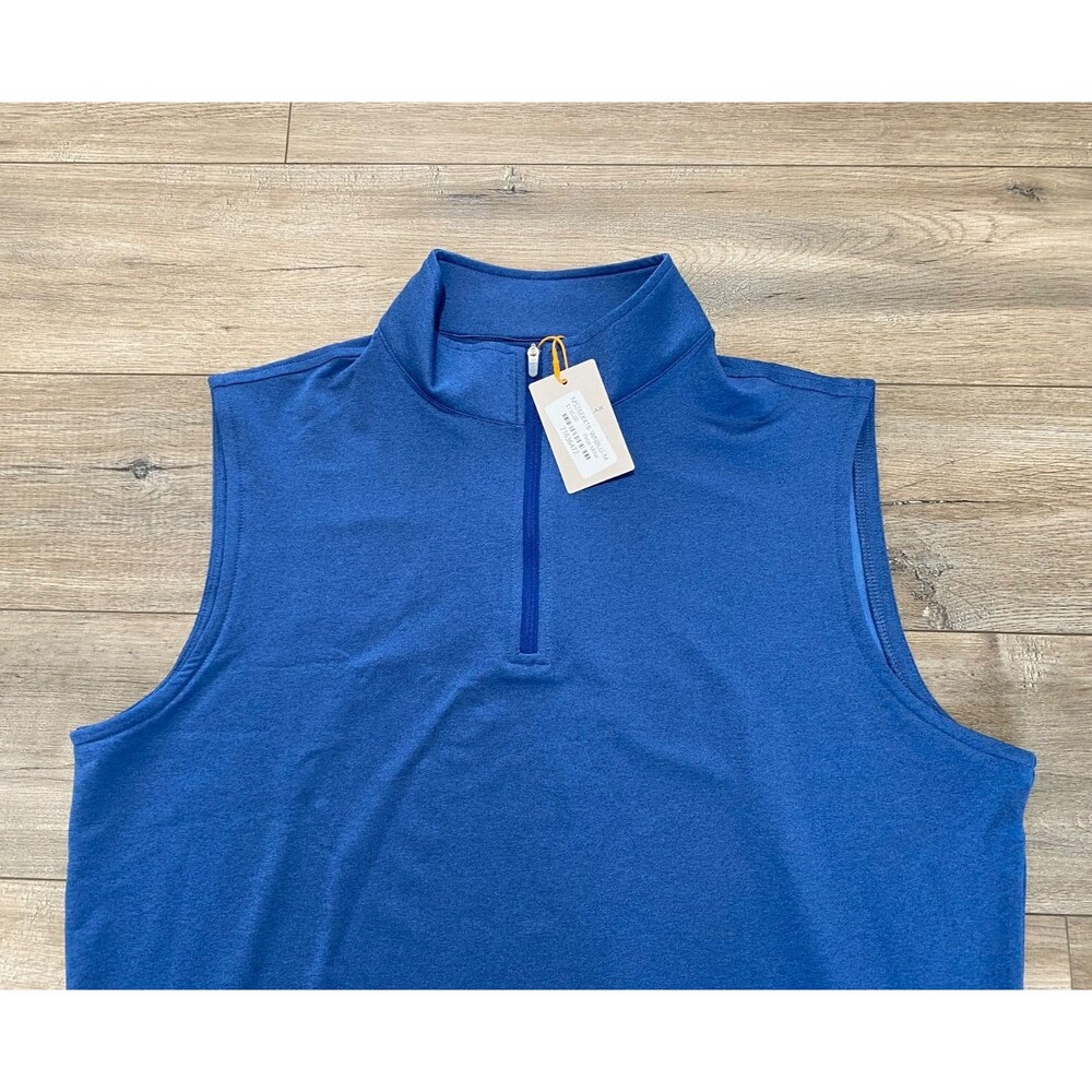 Peter Millar Crown Sport Galway Quarter Zip Vest Mens M Windsor Blue NWT Golf - Picture 2 of 9
